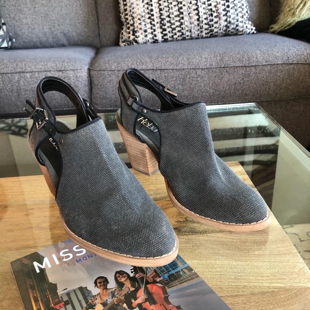 Reba Gray Ankle Boots with Tan Heel